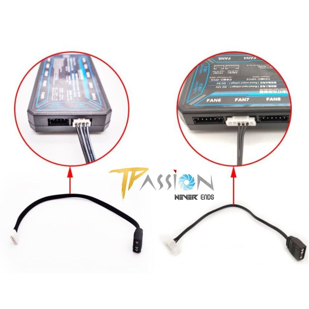 Dây chuyển cổng 4 Pin | 6 Pin Hub Coolmoon ra cổng LED ARGB 3 Pin 5V