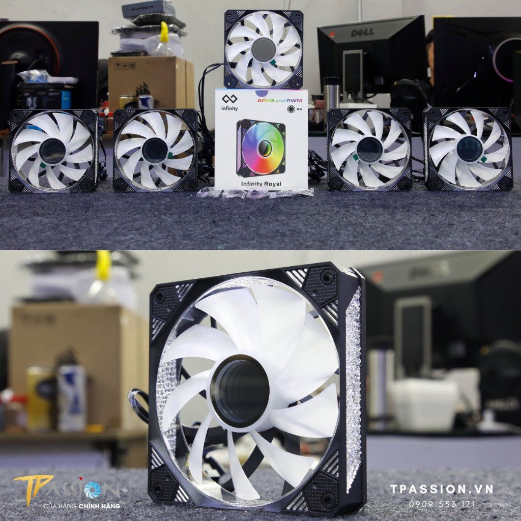 Quạt Fan case 12cm INFINITY ROYAL 5 ZONE LED AGRB - Chính hãng, daisy chain, PST, SYNC MAIN/HUB 3PIN 5V, Tản Nhiệt PWM