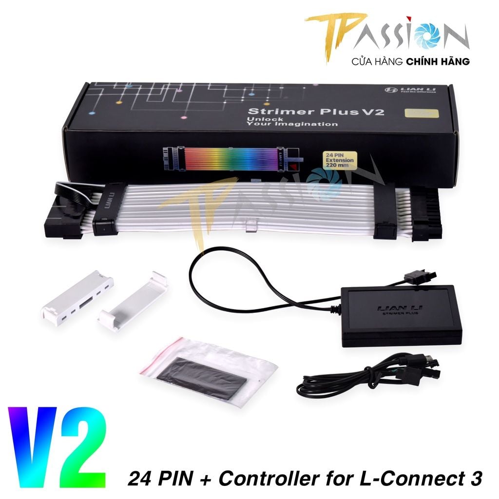 Dây nguồn nối dài LIAN LI Strimer Plus V2 thế hệ thứ 2 LED ARGB 24Pin, 2x8Pin, 3x8Pin VGA