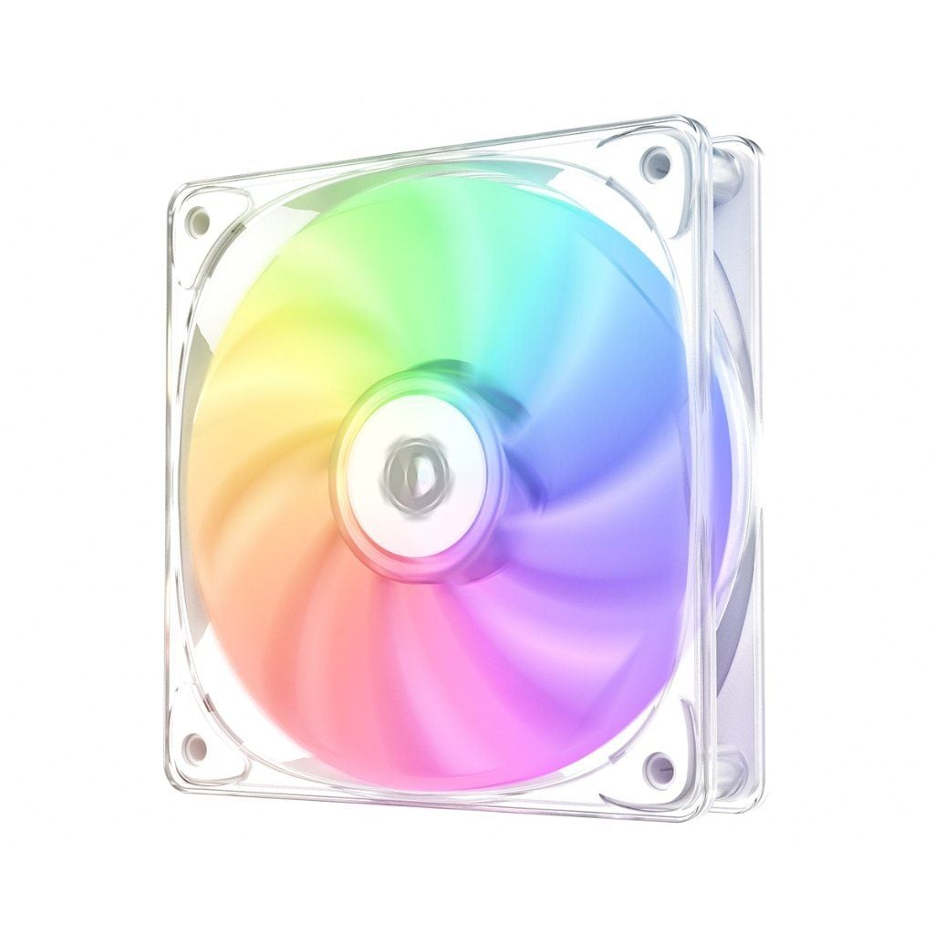Quạt Fan Case 12cm ID-Cooling Crystal 120 White CT-12025 LED ARGB  - Chính hãng, tản nhiệt trong suốt, PWM 5V Rainbow