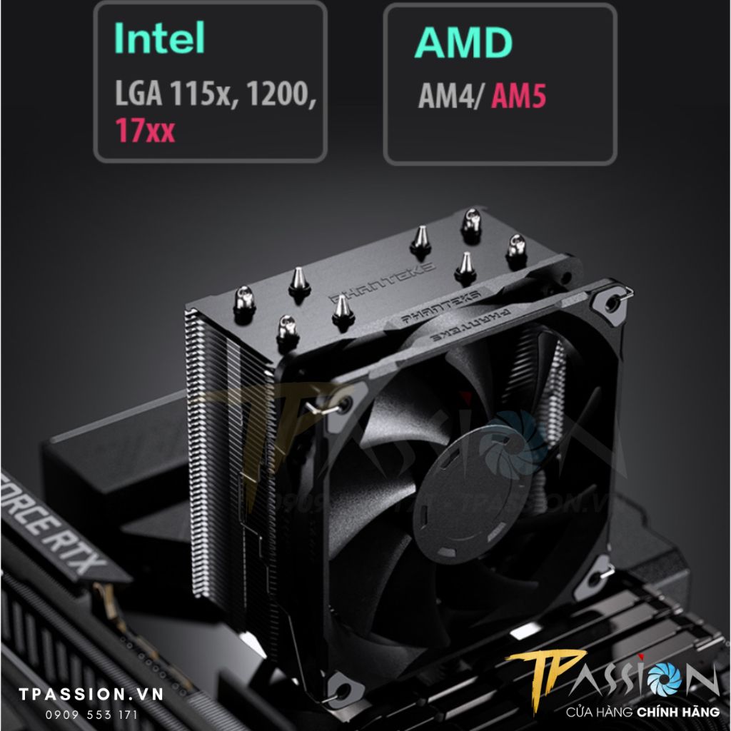 Tản nhiệt khí CPU PHANTEKS POLAR S5 / S5 LED DRGB / S4 - Chính hãng, tản tháp quạt PWM, LED ARGB sync, 1700, 5 ống đồng