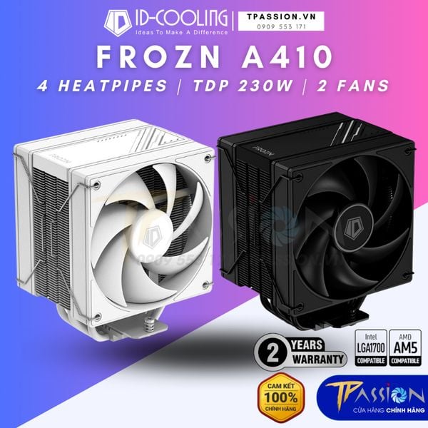 Tản nhiệt khí CPU ID-Cooling FROZN A410 DK BLACK / DW WHITE - Chính hãng BH 36 tháng, 2 quạt HEF, PWM, AM5, 1700, 1851