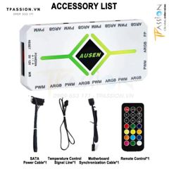 Hub controller quạt Fan case LED ARGB AUSEN - 9 cổng 4 pin PWM kết hợp 9 cổng Led 3 pin 5V-ARGB, đồng bộ Main