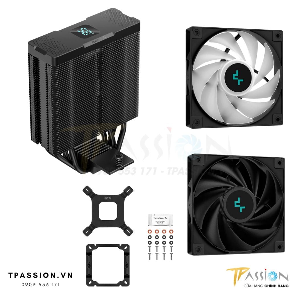Tản nhiệt khí CPU DEEPCOOL AG400 DIGITAL / AG400 BK WH DIGITAL LED ARGB - Hiển thị nhiệt độ - Chính hãng, 4 ống đồng