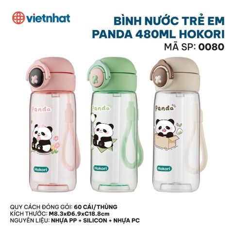  Bình nước trẻ em Panda 480ml Hokori 0080 