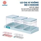  Lọ gia vị vuông bộ 3 Hokori 2941 