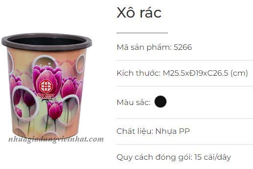 Xô rác 5266 – Nhựa Việt Nhật