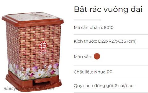  Bật rác vuông đại 8010 