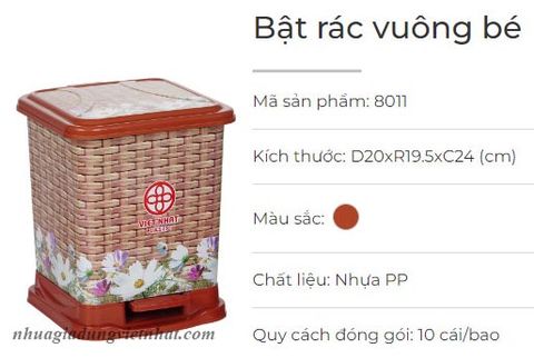  Bật rác vuông bé 8011 
