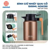  Bình giữ nhiệt quai gỗ 1500ml Hokori 0115 