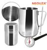  Neouza - Trọn bộ ca đánh sữa inox latte art, đồng hồ đo nhiệt, Hủ Latte Nghệ Thuật 