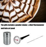  Neouza - Trọn bộ ca đánh sữa inox latte art, đồng hồ đo nhiệt, Hủ Latte Nghệ Thuật 