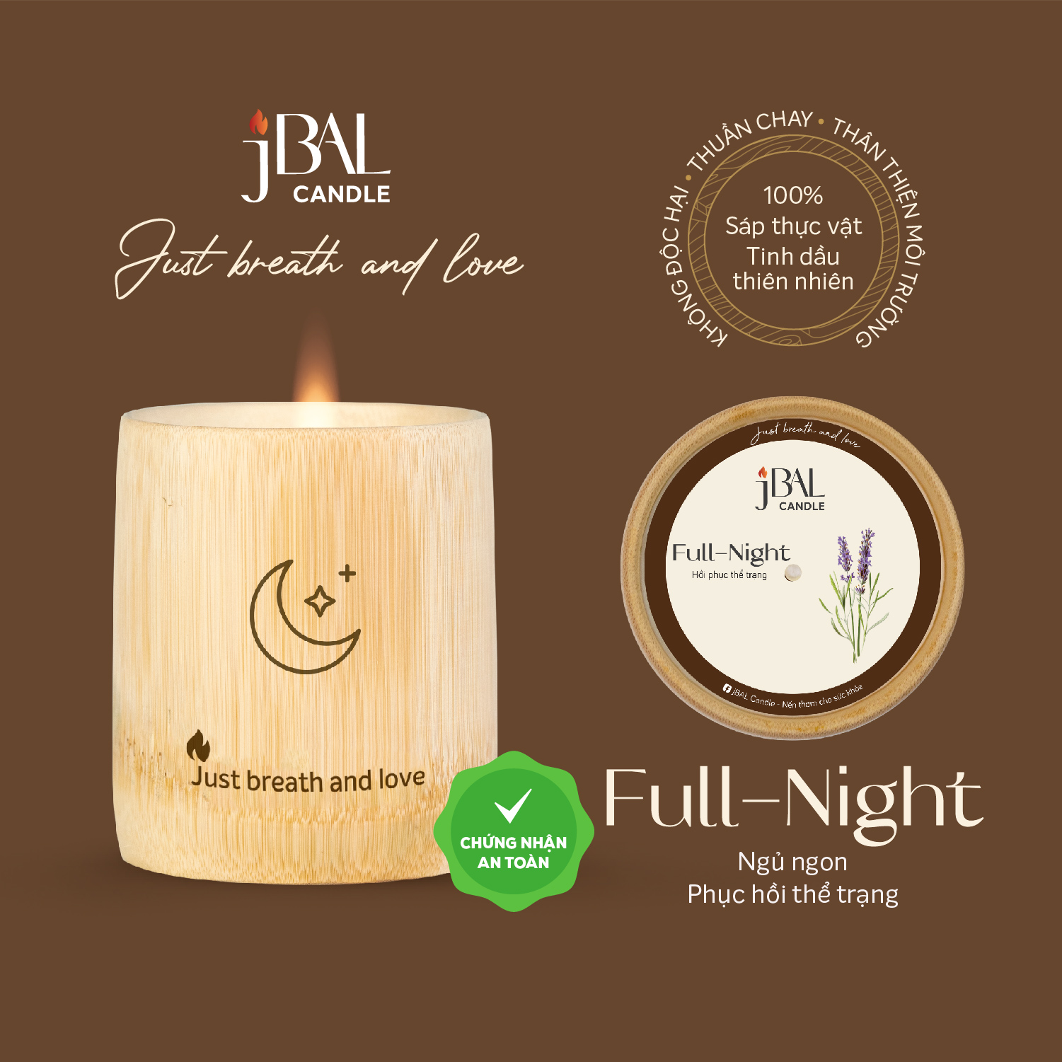Full Night Candle Nến thơm cho Hỗ trợ giấc ngủ, Hồi phục thể trạng