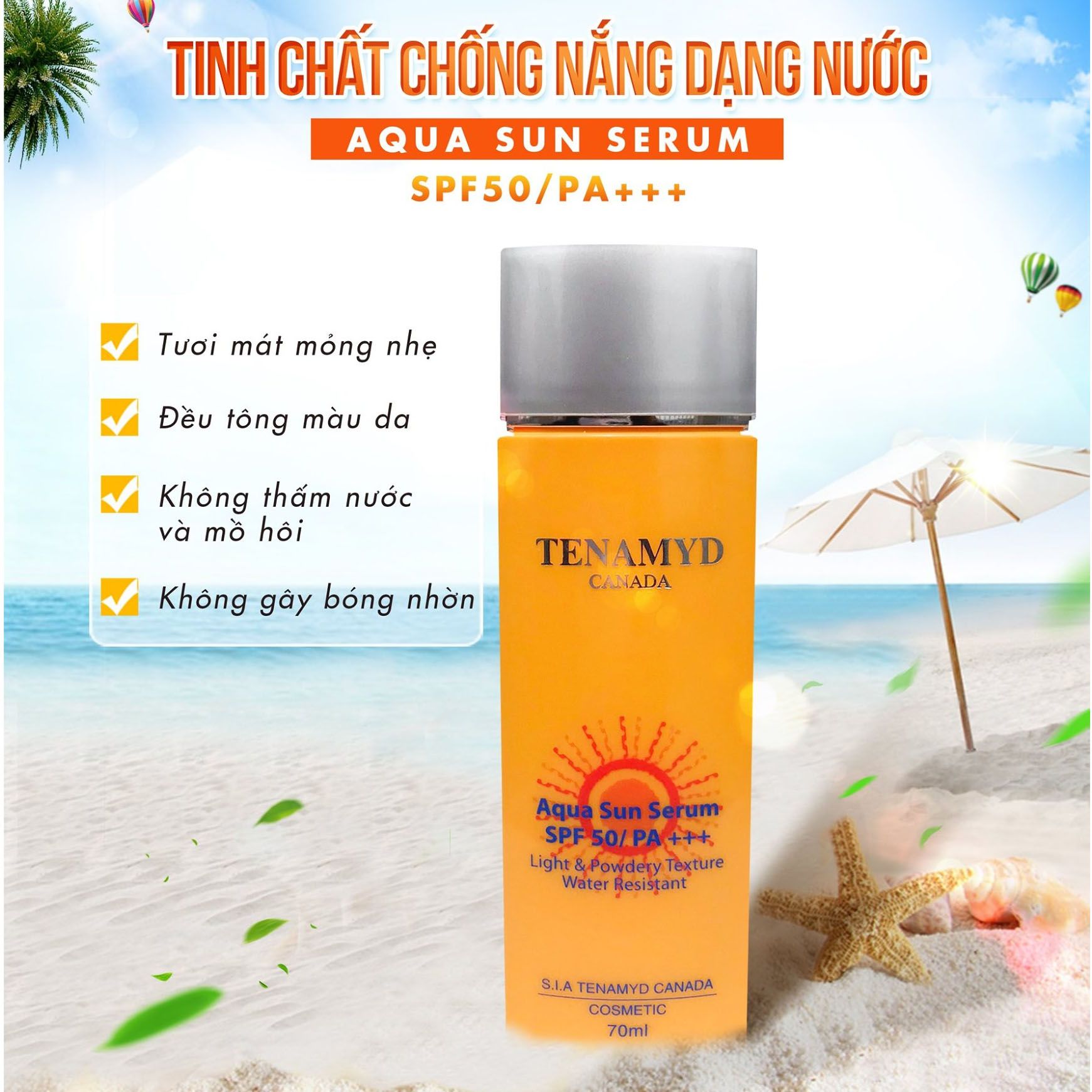  Tinh chất chống nắng Tenamyd Aqua Sun Serum SPF 50/PA +++ 70ml 