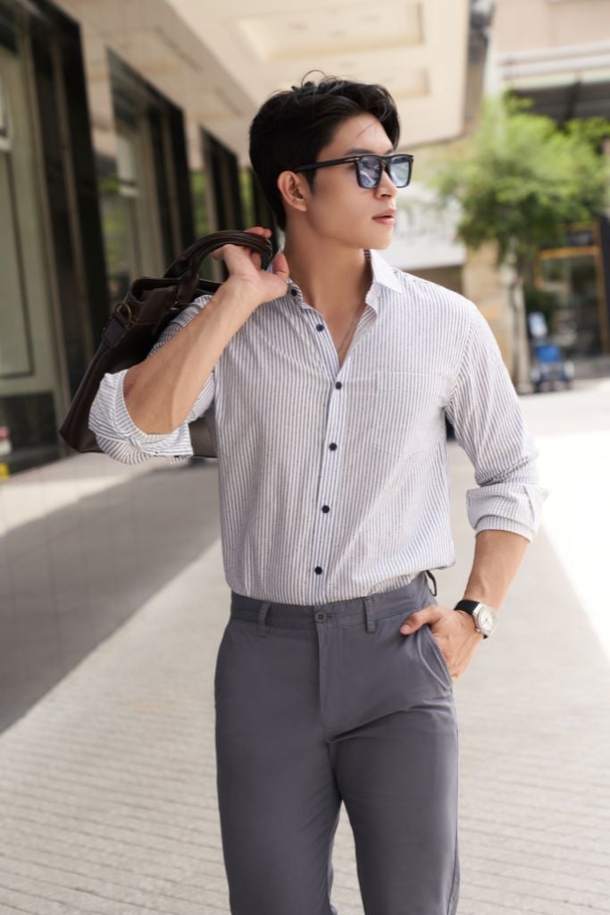 Áo Sơ Mi Sọc Nam Tay Dài N&M 2011072