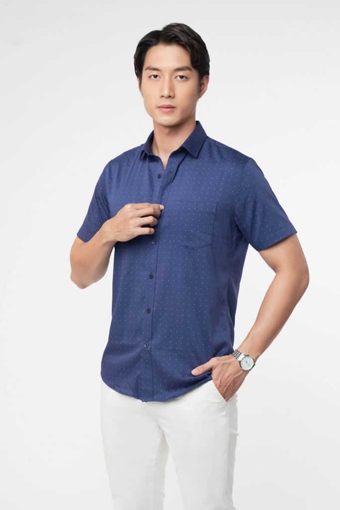 Áo Sơ Mi Nam Vải Bamboo Tay Ngắn N&M 2101046