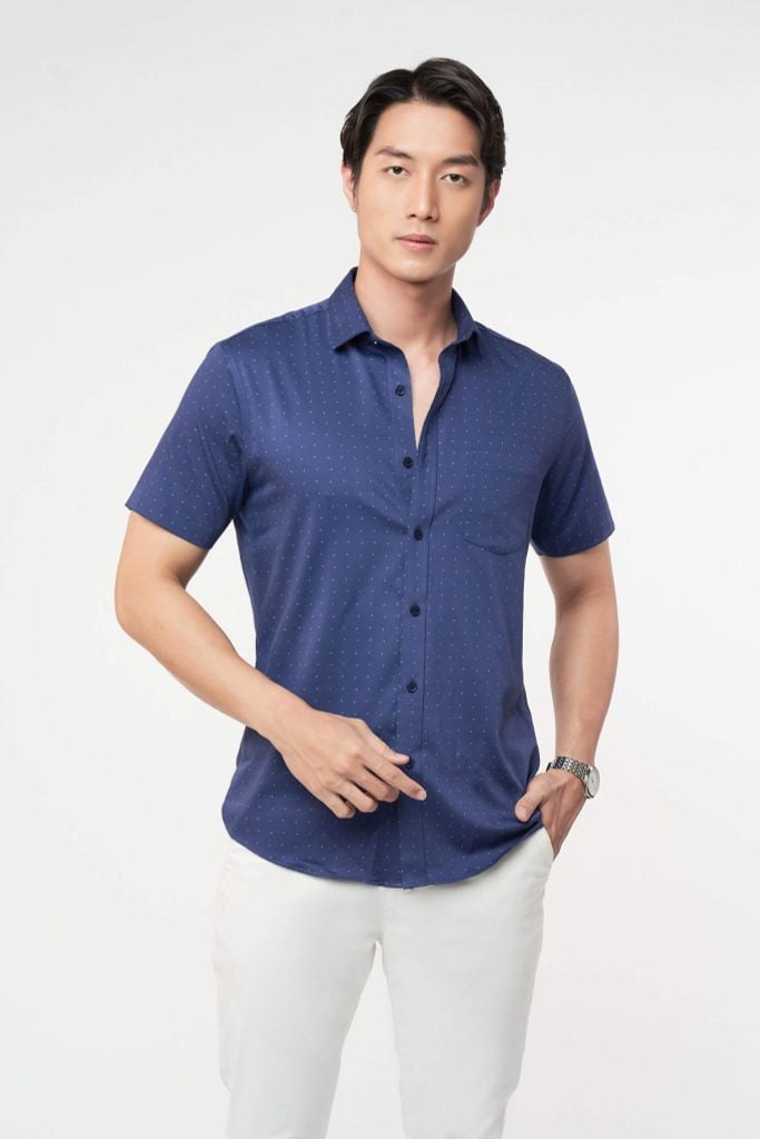 Áo Sơ Mi Nam Vải Bamboo Tay Ngắn N&M 2101046