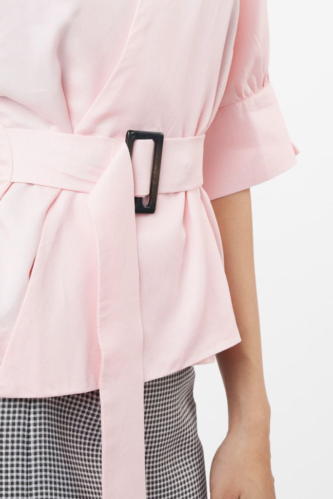 Áo Kiểu Nữ Tay Lửng Kèm Belt Thắt Lưng N&M 2103018