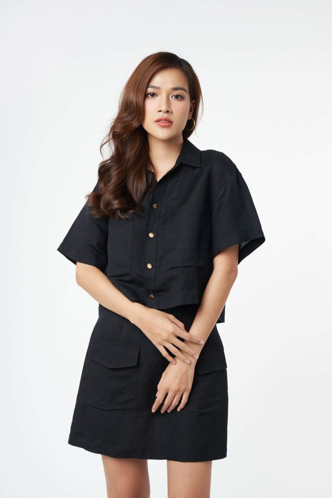 Set Áo Và Chân Váy Linen Nữ N&M 2201004