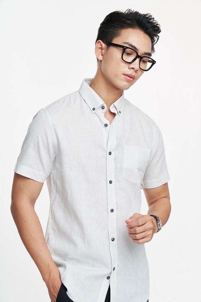 Áo sơ mi Nam tay ngắn linen cotton N&M 1908099