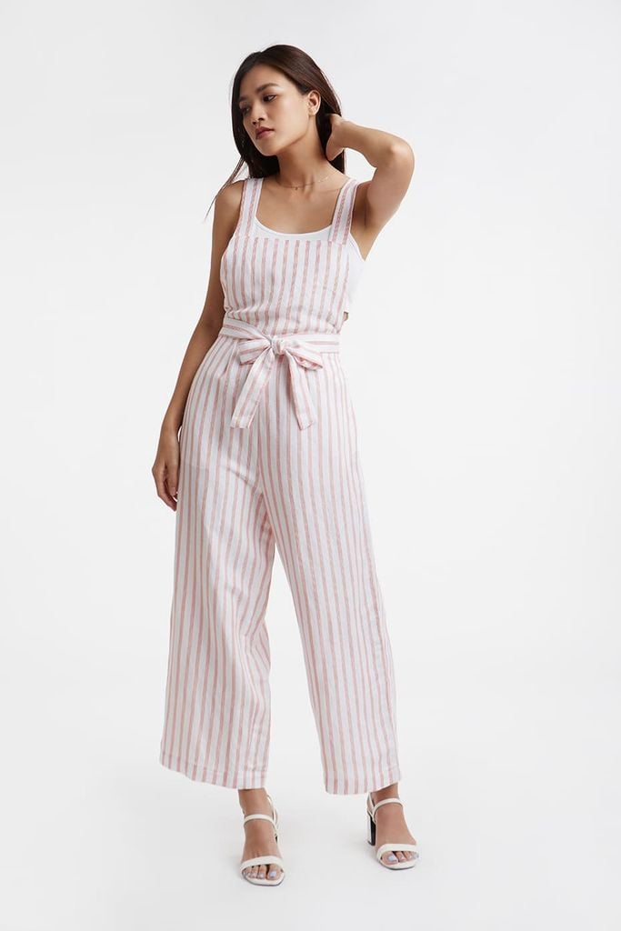 [Size S M] Set Jumpsuit Linen Sọc Caro Nữ N&M 2002024