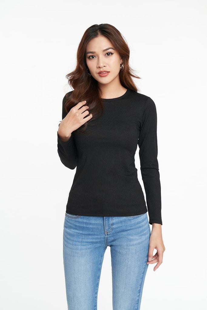 Áo Thun Nữ Rib Gân Nổi Nữ Tay Dài N&M 2205015