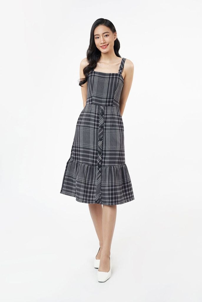 Đầm Kiểu Nữ Hoạ Tiết Phối Sọc Caro N&M 2104094