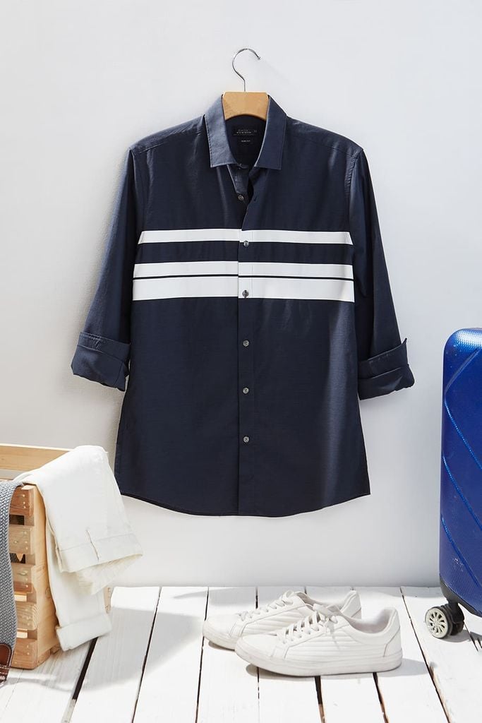 Áo sơ mi sọc Nam cotton melange N&M 1905151