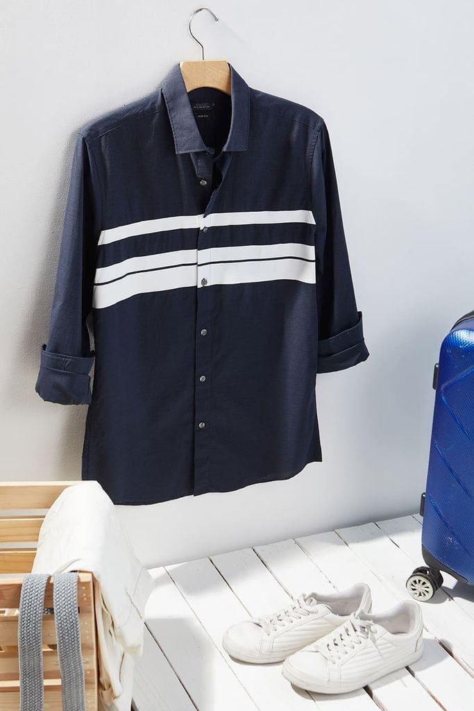 Áo sơ mi sọc Nam cotton melange N&M 1905151
