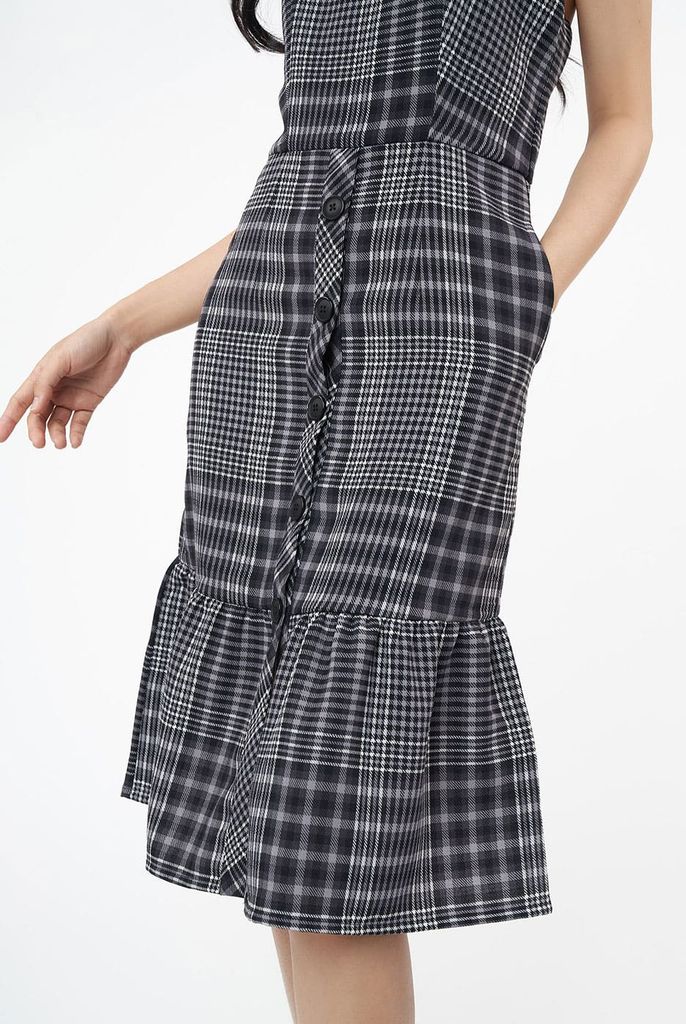 Đầm Kiểu Nữ Hoạ Tiết Phối Sọc Caro N&M 2104094