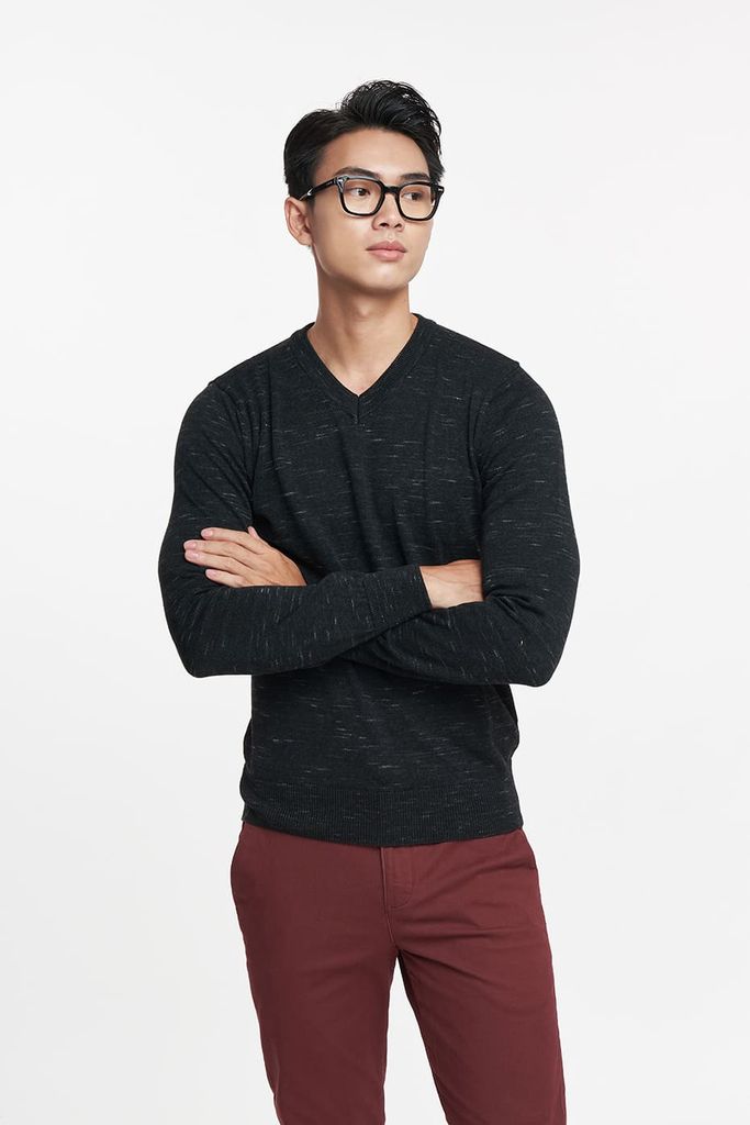 Áo sweater Basic Nam cổ tim N&M 1905066