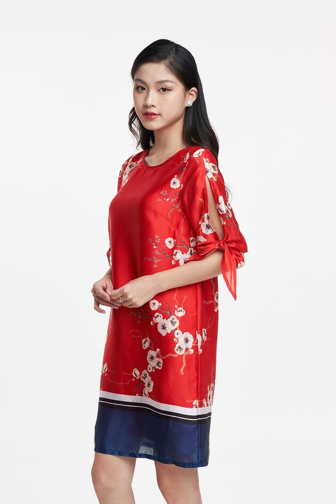 Đầm Đỏ Nữ In Hoạ Tiết Hoa N&M 1909023