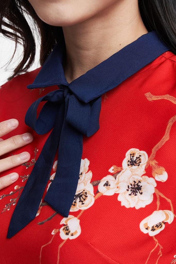 Đầm Đỏ Hoạ Tiết Hoa Nữ Tay Lửng N&M 1908045