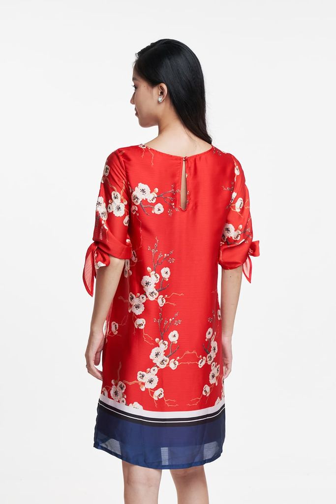 Đầm Đỏ Nữ In Hoạ Tiết Hoa N&M 1909023