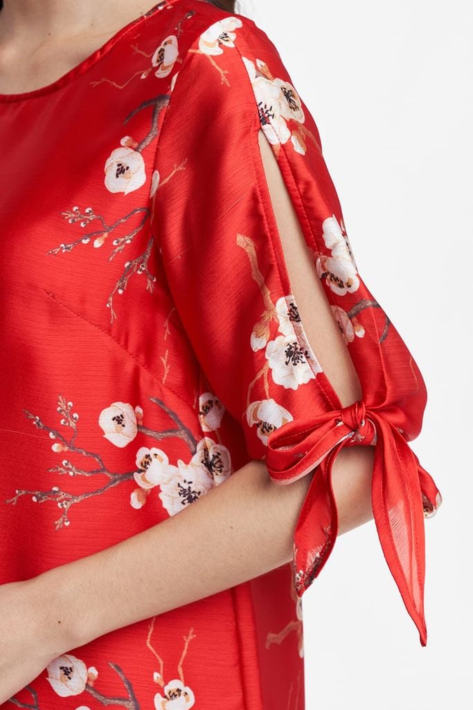 Đầm Đỏ Nữ In Hoạ Tiết Hoa N&M 1909023