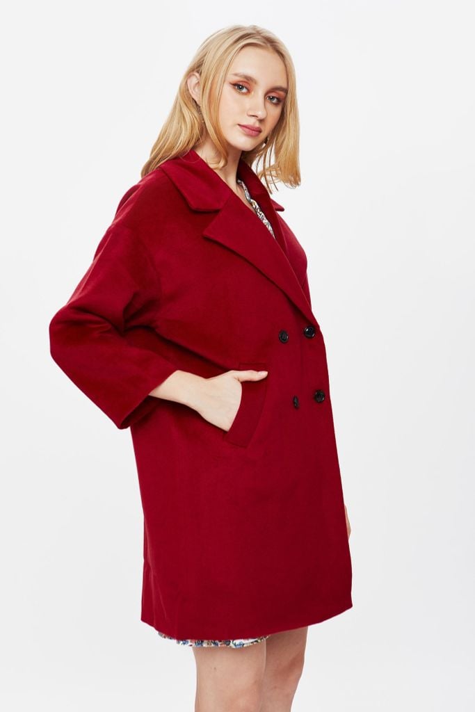 [Size M] Áo Khoác Dạ Măng Tô Nữ Tencel Linen N&M 1906028