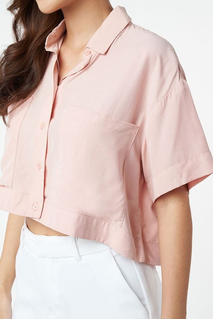 Áo Sơ Mi Nữ Croptop Tay Ngắn Vải Modal N&M 2104117