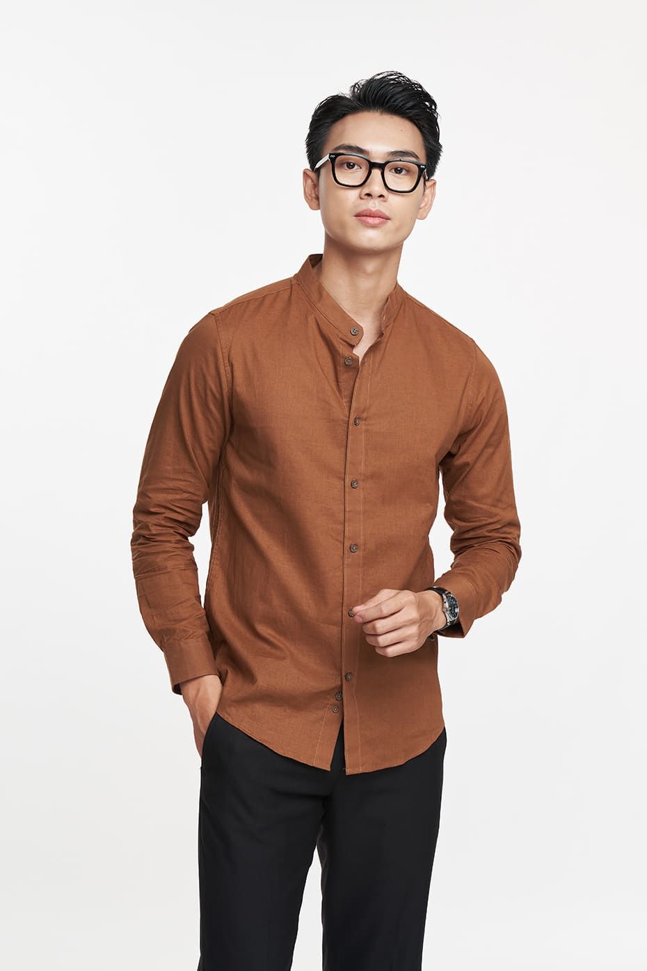 Áo sơ mi Nam tay dài cotton linen N&M 1908086