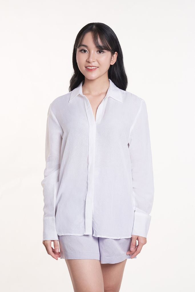 Áo Sơ Mi Basic Nữ Tay Dài 2407013