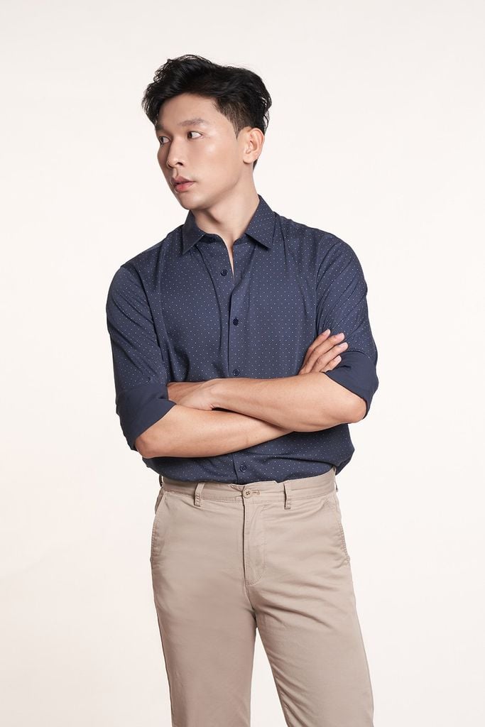 Áo sơ mi in họa tiết Nam tay dài N&M 2101043