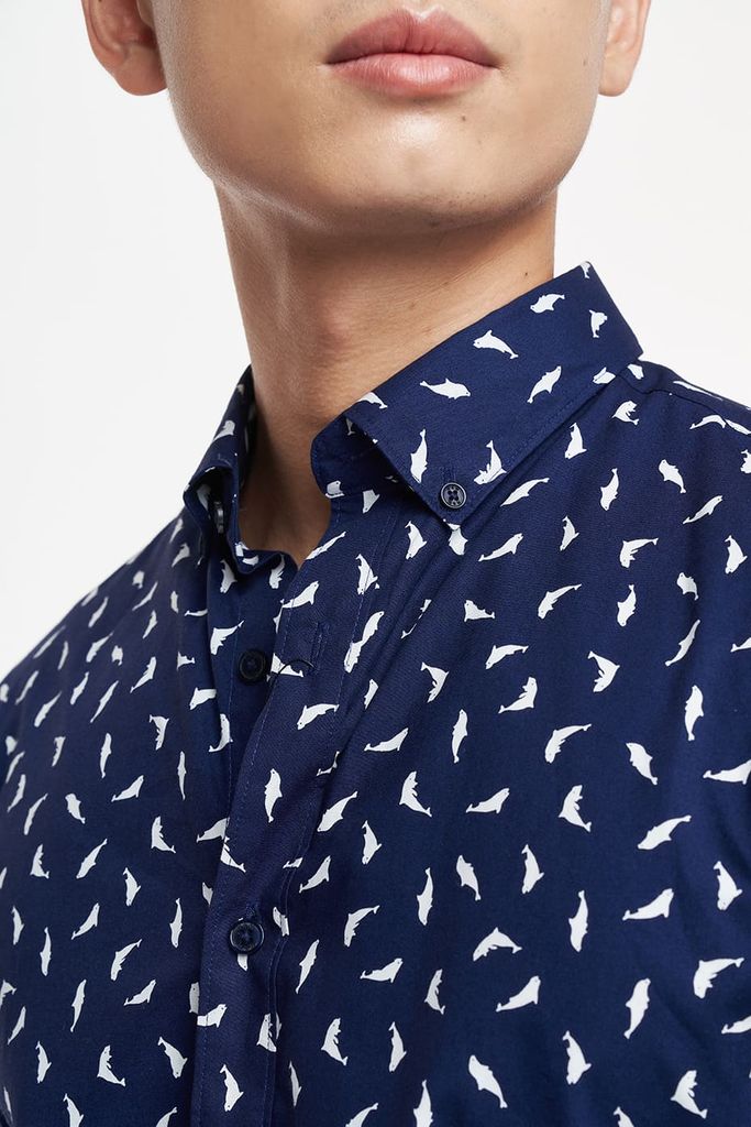 Áo Sơ Mi In Họa Tiết Nam Cotton Tay Dài N&M 1910182