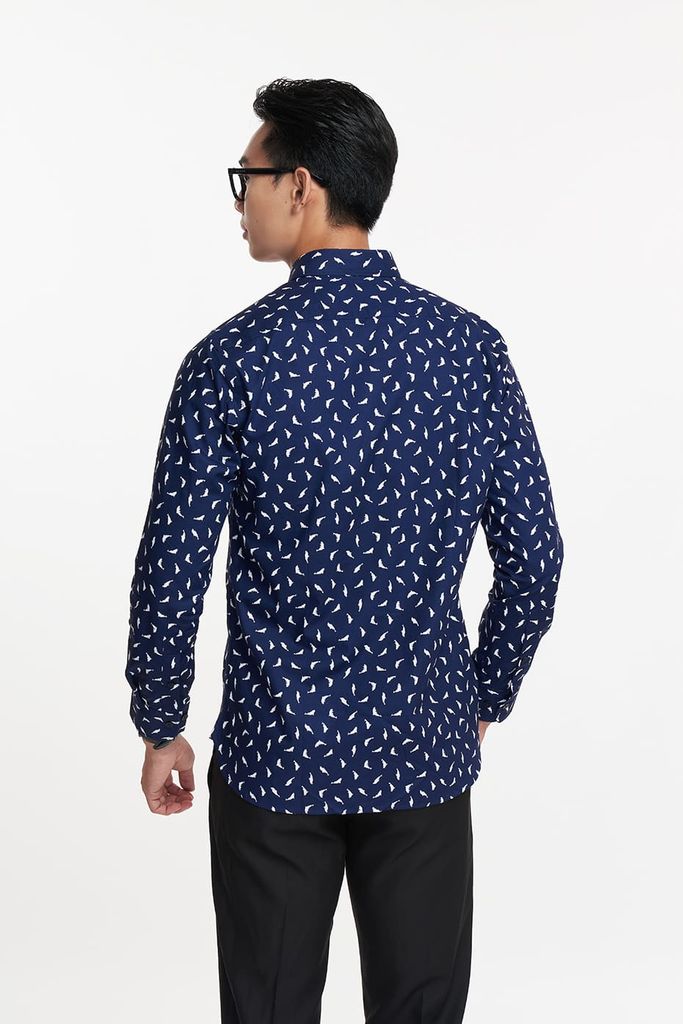 Áo Sơ Mi In Họa Tiết Nam Cotton Tay Dài N&M 1910182