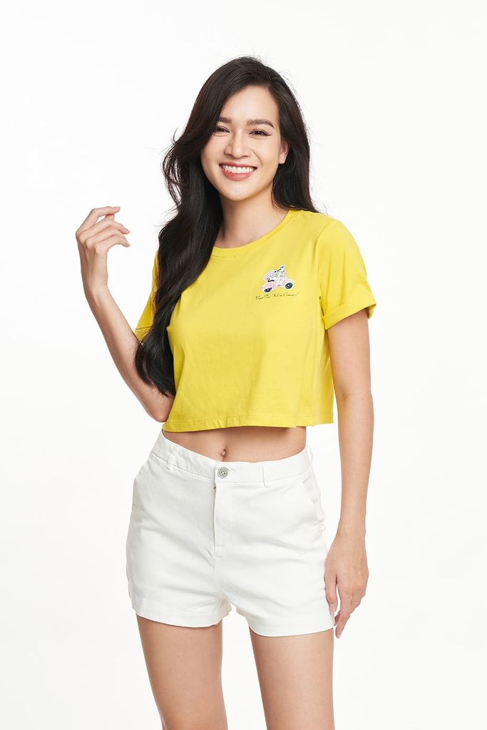 Áo Croptop Du Lịch Ninomaxx Cotton USA 2301006
