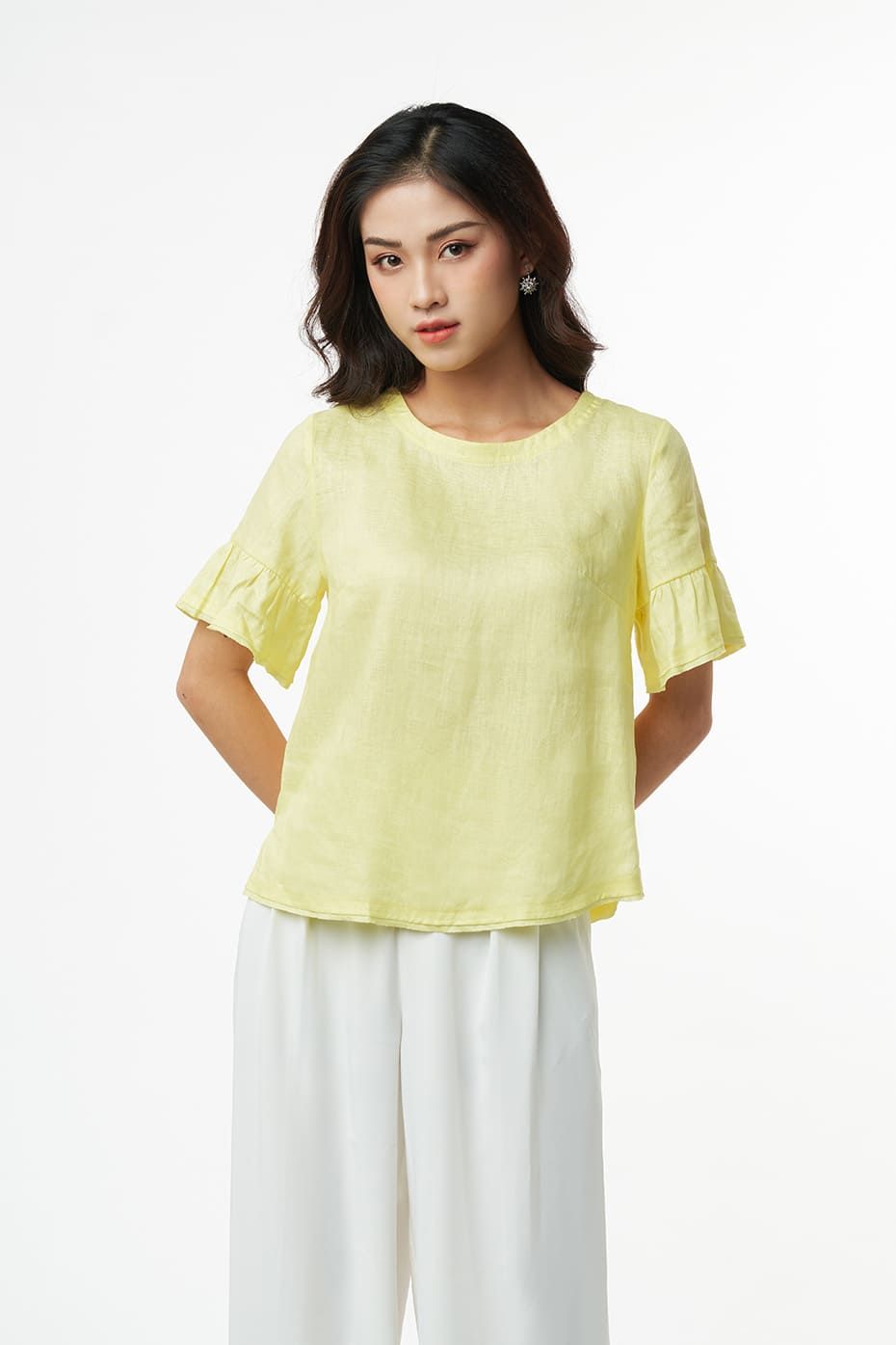 Áo kiểu linen Nữ tay ngắn N&M 2203046