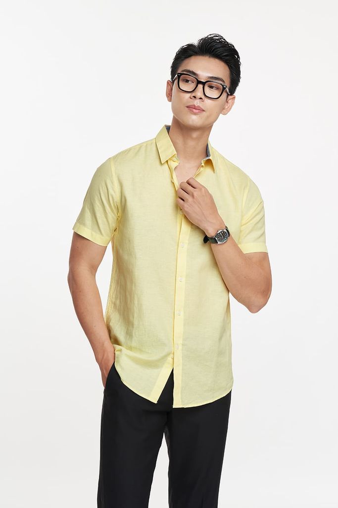 Áo sơ mi Basic Nam cotton linen N&M 1902035