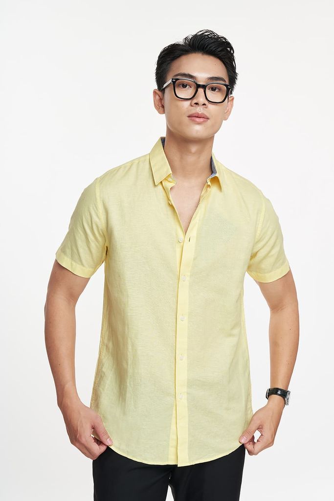 Áo sơ mi Basic Nam cotton linen N&M 1902035