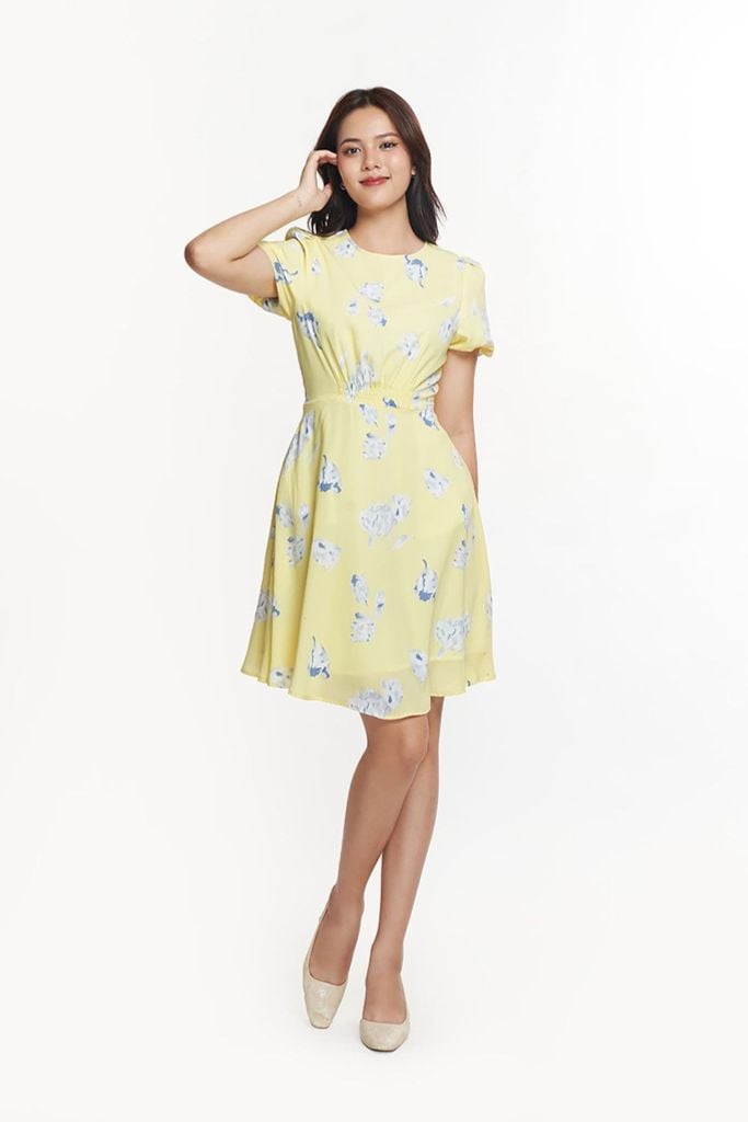 Đầm Thời Trang Nữ Họa Tiết Hoa Eo Thun Co Giãn N&M 2308011