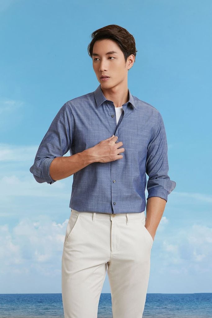 Áo sơ mi kẻ sọc Basic Nam cotton N&M 2011070