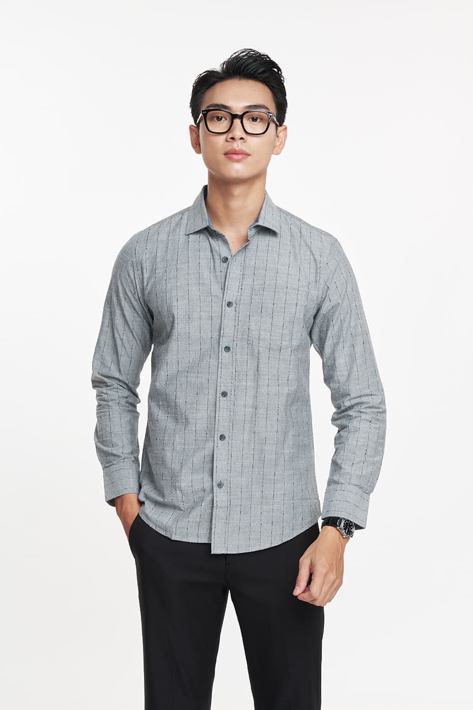 Áo sơ Nam cotton form slim fit NINOMAXX 2104091