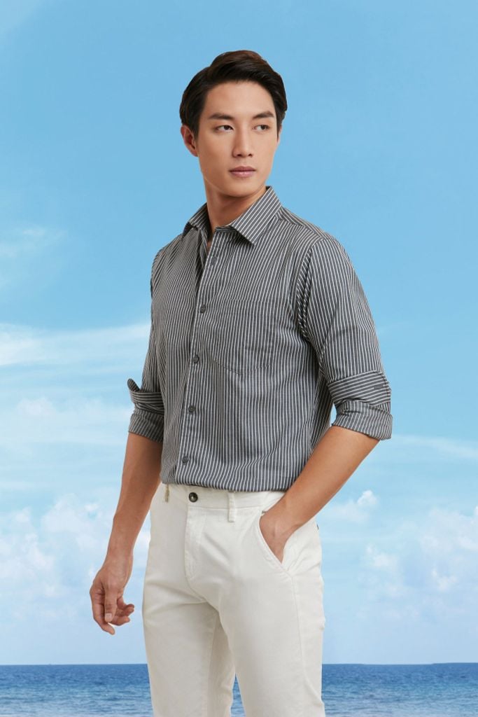 Áo sơ mi sọc Nam tay dài N&M 2101082